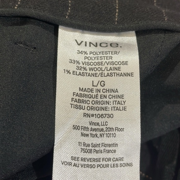 Vince Black Wool Blend Flannel Pull on Stripe Crop Trousers - Picture 10 of 10